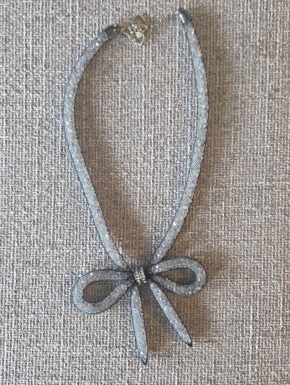 Silver Sparkle Bow Necklace - Women Accessories